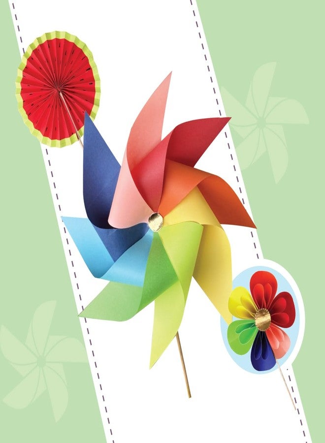 iCraft Origami Pinwheel & Paper Fan Craft Set for Kids 5-12 - All-in-One Craft Kit for Kids Activity, Paper Craft Kit with Instructions, Vibrant Paper, Handles, Tape - Ages 5 and Up - Image 5